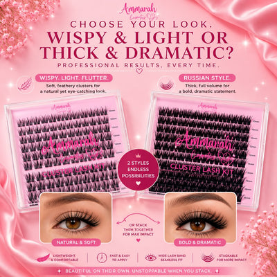Cluster EyeLashes Wispy & Russian Individual Lashes
